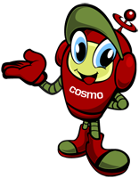 cosmo maskottchen stehend